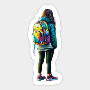 Girl with a backpack design #4 Sticker